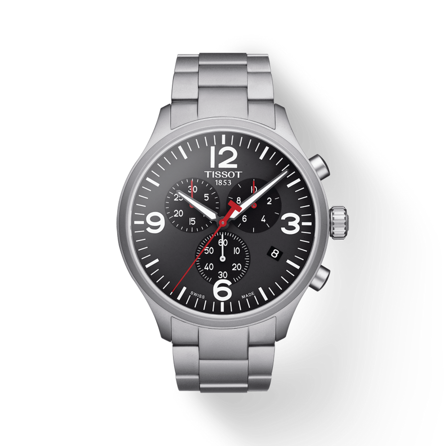 Tissot Chrono XL Black Dial Silver Steel Strap Watch For Men - T116.617.11.057.00