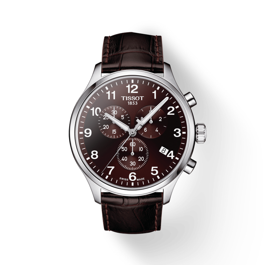 Tissot T Sport Chrono XL Classic Brown Dial Brown Leather Strap Watch For Men - T116.617.16.297.00
