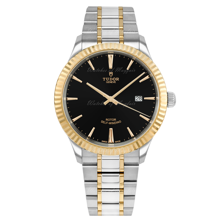 Tudor Style Automatic Black Dial Two Tone Steel Strap Watch for Men - M12713-0005