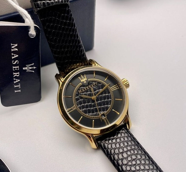 Maserati Epoca Black Dial Black Leather Strap Watch For Women - R8851118501