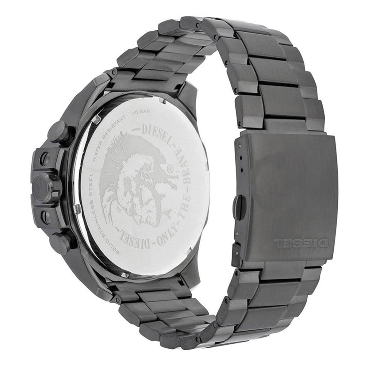 Diesel Mega Chief Chronograph Grey Dial Grey Steel Strap Watch for Men - DZ4282