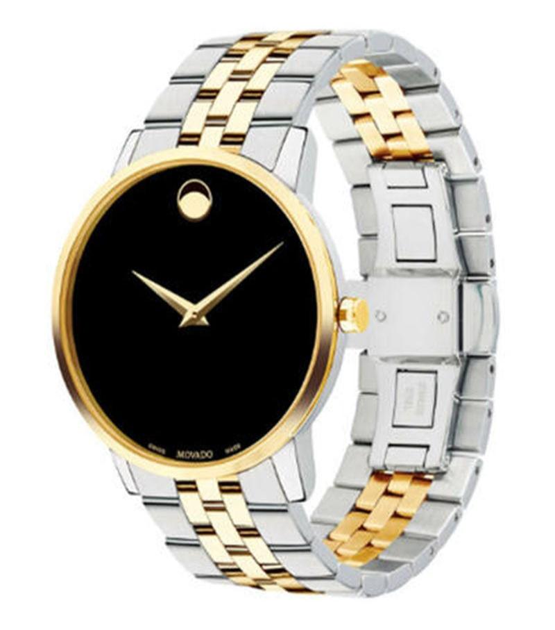 Movado Museum Classic Black Dial Two Tone Steel Strap Watch for Men - 0607200