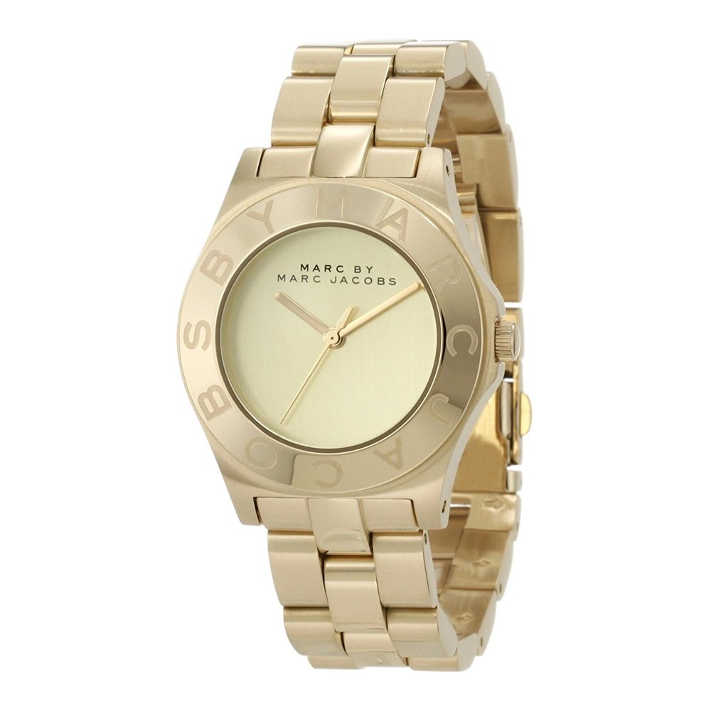 Marc Jacobs Blade Gold Dial Gold Steel Strap Watch for Women - MBM3126
