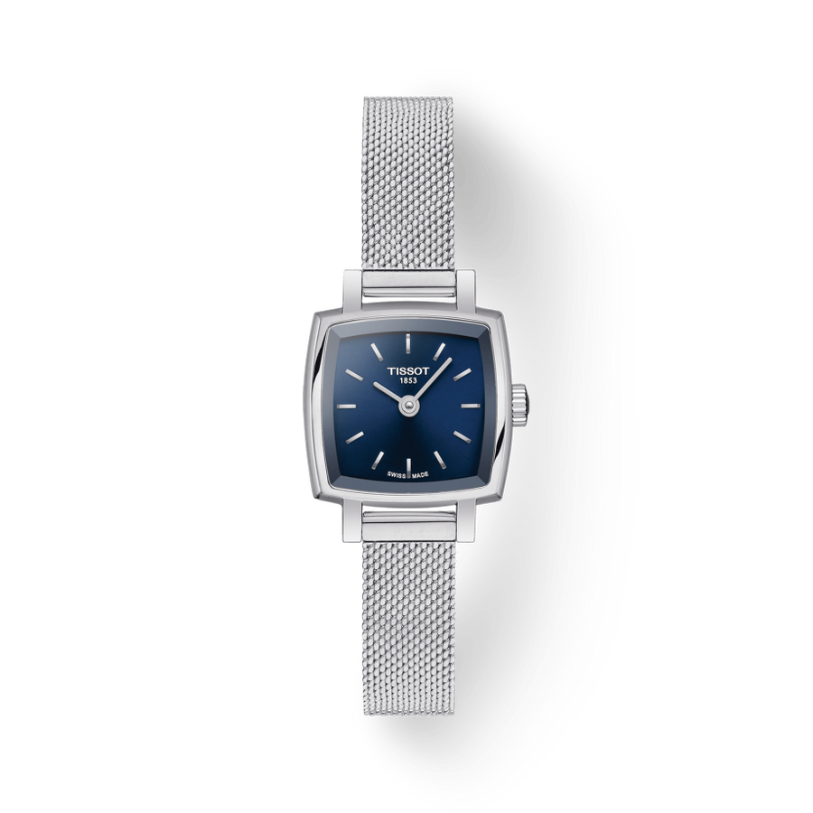 Tissot Lovely Square Blue Dial Silver Mesh Bracelet Watch For Women - T058.109.11.041.00