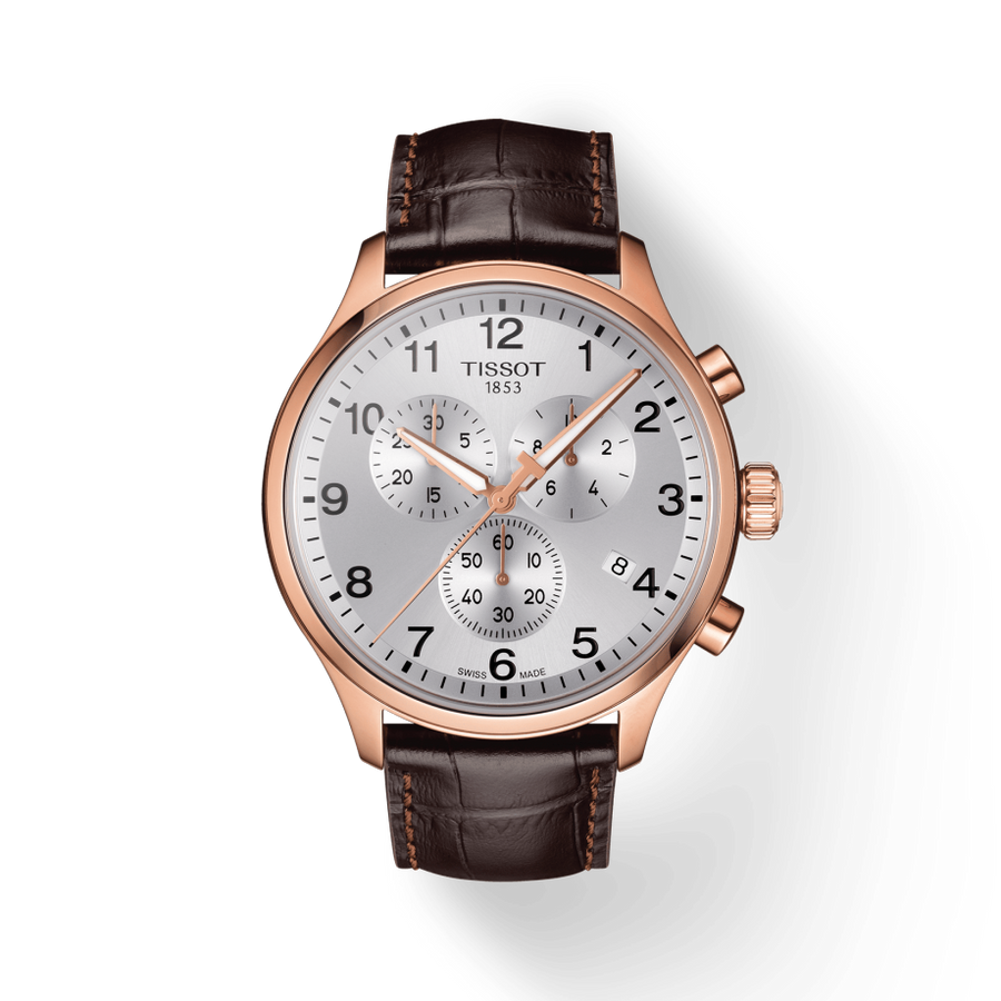 Tissot Chrono XL Classic Silver Dial Brown Leather Strap Watch For Men - T116.617.36.037.00