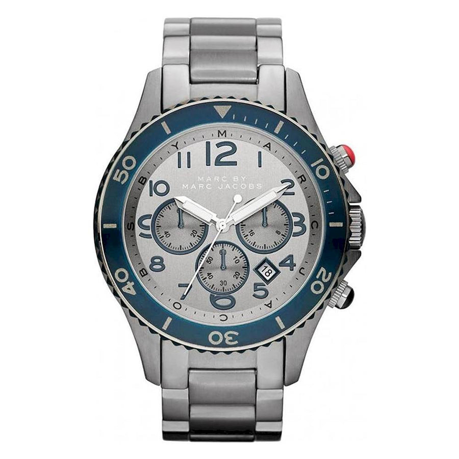 Marc Jacobs Rock Chronograph Silver Dial Silver Steel Strap Watch for Men - MBM5028