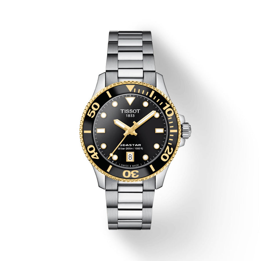 Tissot Seastar 1000 Black Dial Silver Steel Strap Watch For Men - T120.210.21.051.00