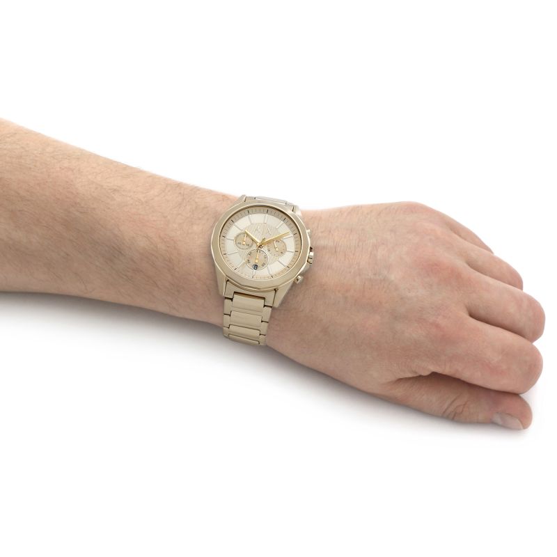 Armani Exchange Drexler Chronograph Gold Dial Gold Steel Strap Watch For Men - AX2602