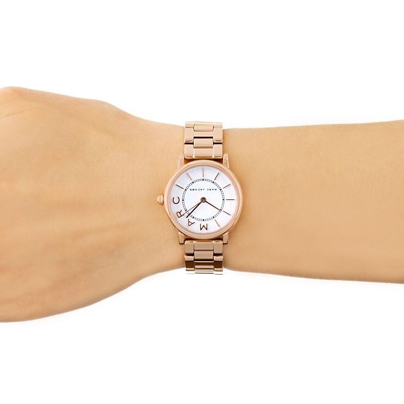 Marc Jacobs Roxy White Dial Rose Gold Steel Strap Watch for Women - MJ3527