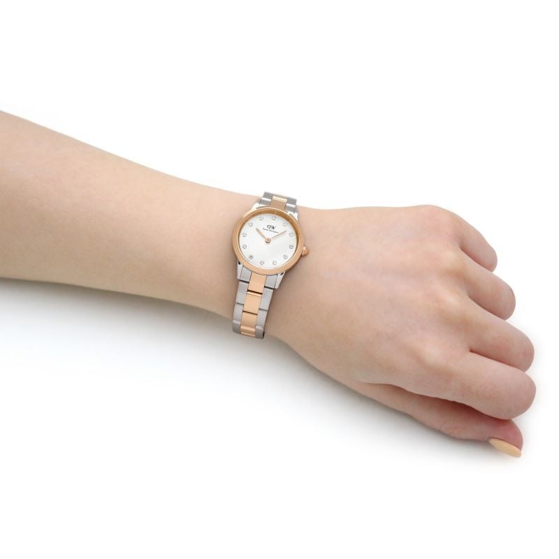 Daniel Wellington Iconic Link White Dial Two Tone Steel Strap Watch For Women - DW00100358
