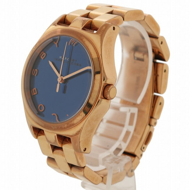Marc Jacobs Henry Blue Dial Rose Gold Steel Strap Watch for Women - MBM3213