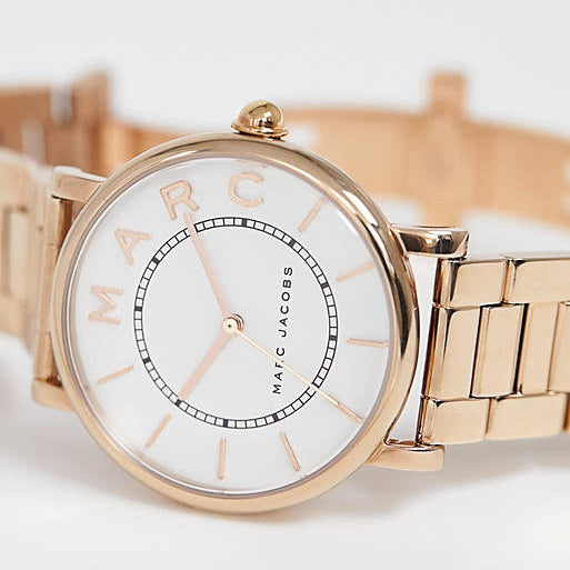 Marc Jacobs Roxy White Dial Rose Gold Steel Strap Watch for Women - MJ3523