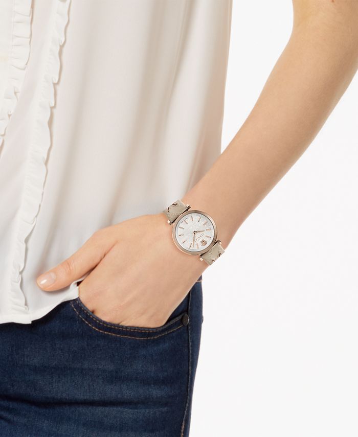 Versace V-Twist White Dial White Leather Strap Watch for Women - VELS00419