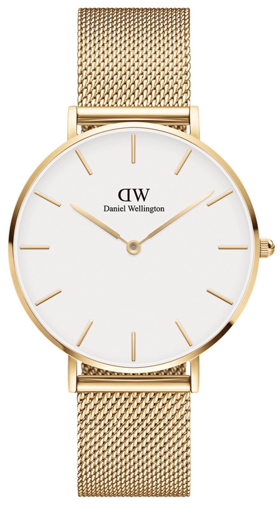 Daniel Wellington Classic Petite White Dial Gold Mesh Bracelet Watch For Women - DW00100348