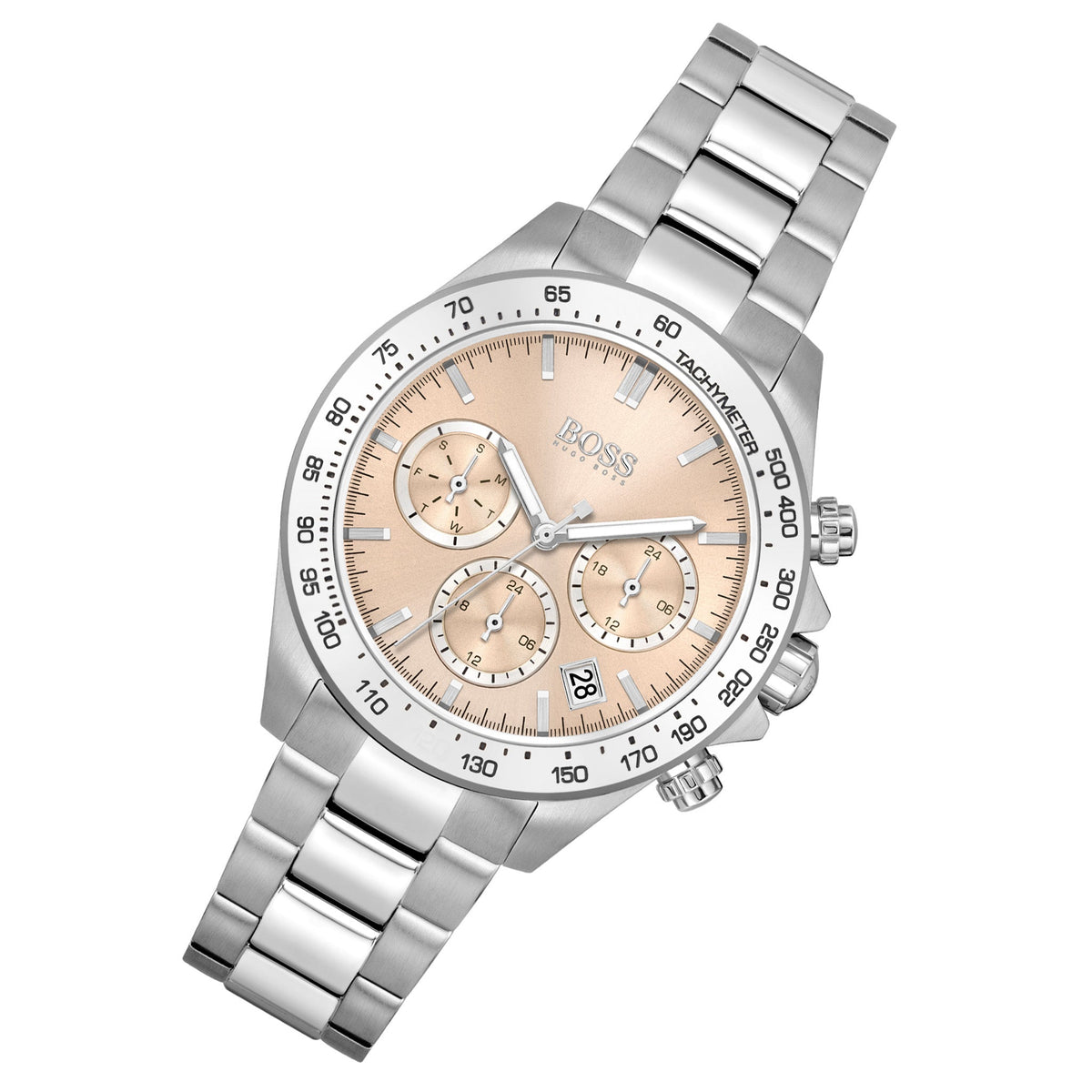 Hugo Boss Novia Pink Dial Silver Steel Strap Watch for Women - 1502615