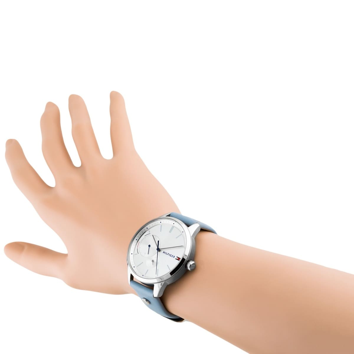 Tommy Hilfiger Brooke Silver Dial Blue Leather Strap Watch for Women - 1782023