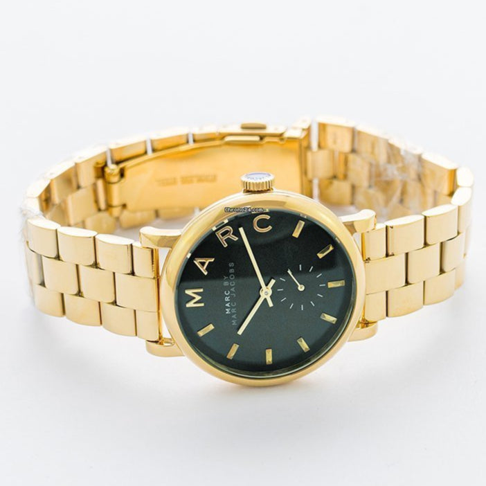 Marc Jacobs Baker Green Dial Gold Steel Strap Watch for Women - MBM3245