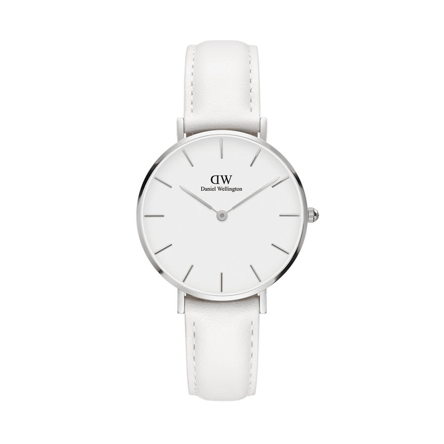 Daniel Wellington Petite Bondi White Dial White Leather Strap Watch For Women - DW00100190