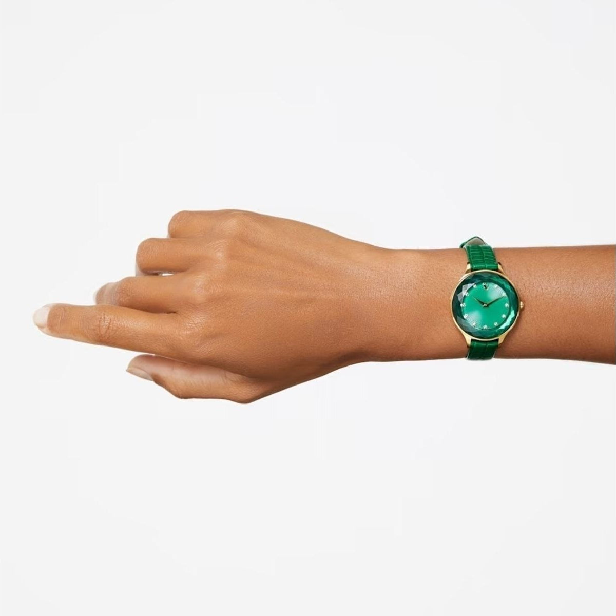 Swarovski Octea Nova Crystals Green Dial Green Leather Strap Watch for Women - 5650005