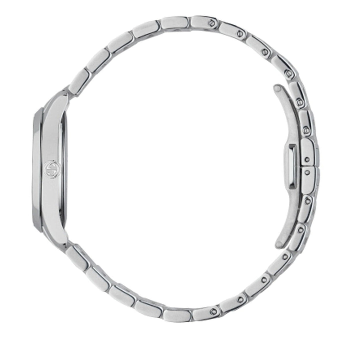 Gucci GG2570 Diamonds Black Dial Silver Steel Strap Watch For Women - YA142503