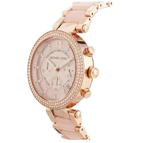 Michael Kors Parker Pink Dial Two Tone Steel Strap Watch for Women - MK5896