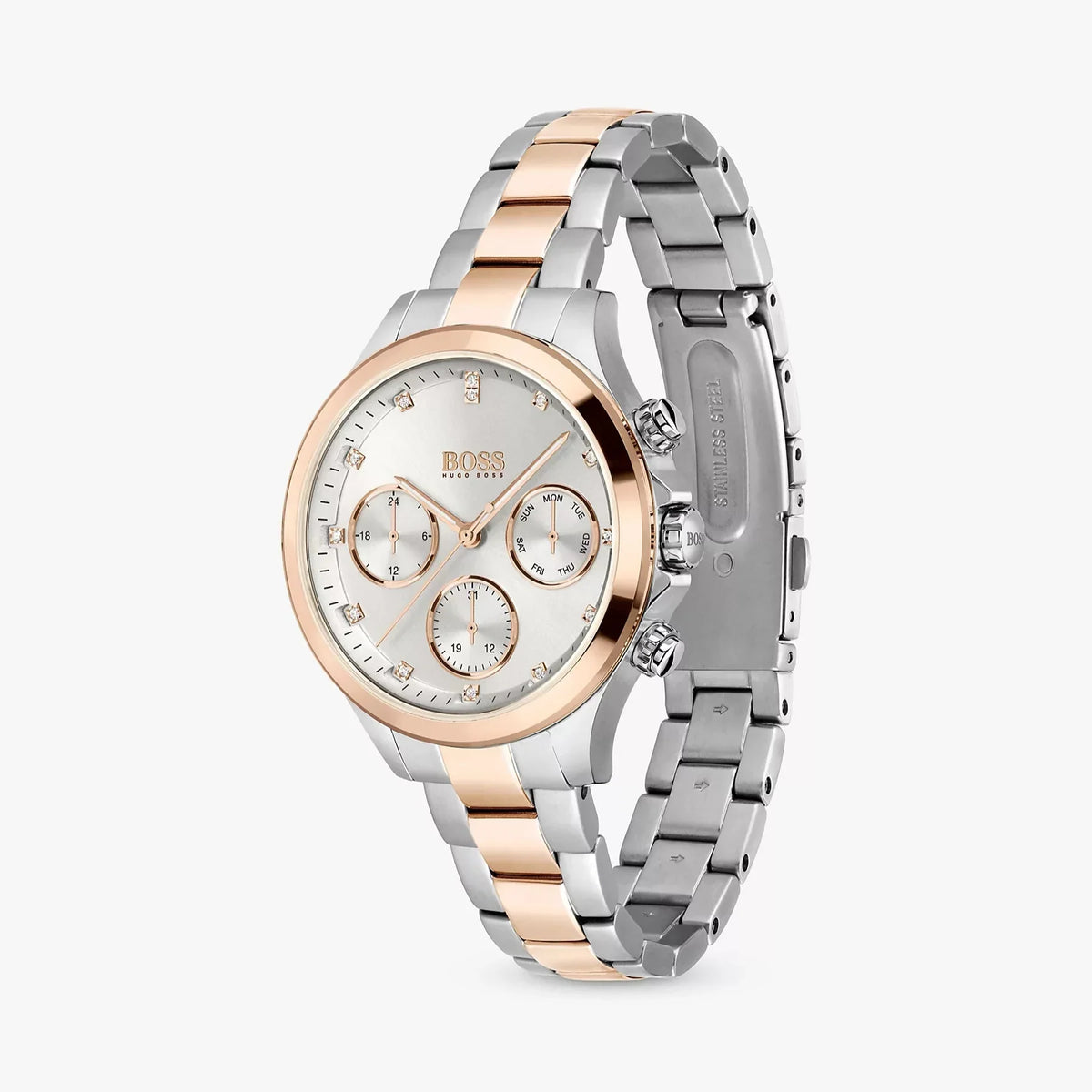 Hugo Boss Hera Chronograph Silver Dial Two Tone Steel Strap Watch for Women - 1502446