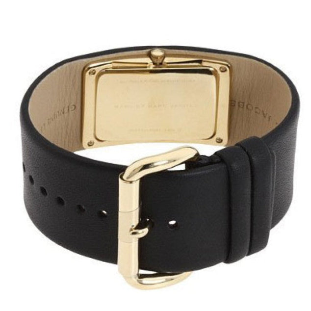 Marc Jacobs Champagne Dial Black Leather Strap Watch for Women - MBM2047