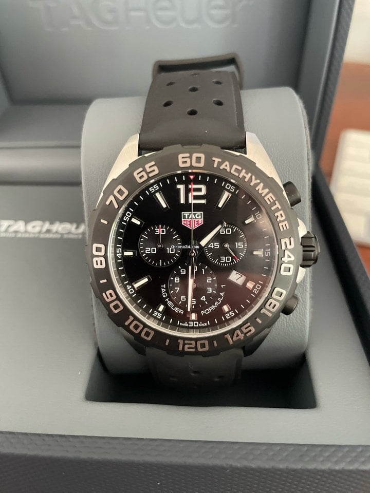 Tag Heuer Formula 1 Black Dial Black Leather Strap Watch for Men - CAZ1010.FT8024