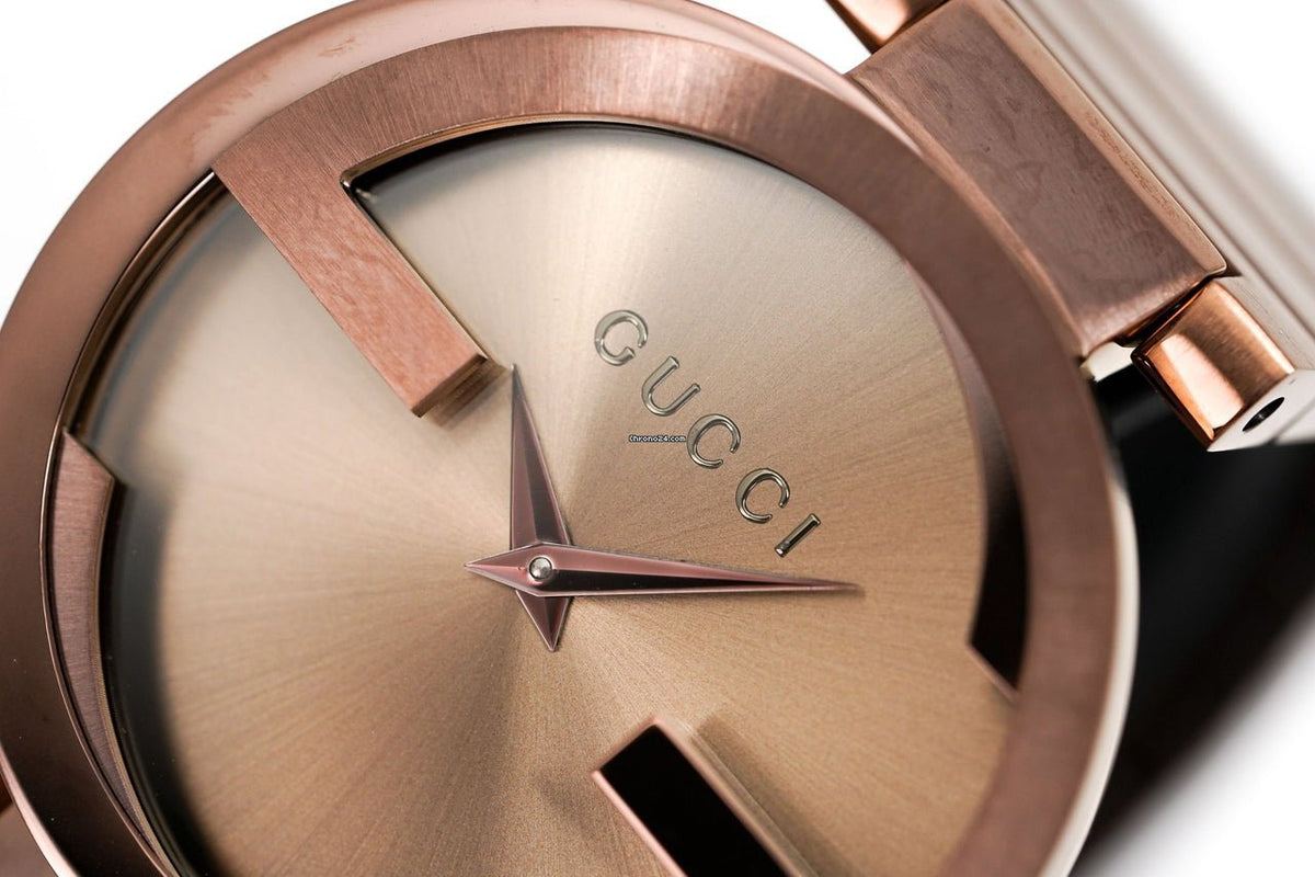 Gucci Interlocking Iconic Brown Dial Brown Leather Strap Watch For Women - YA133207