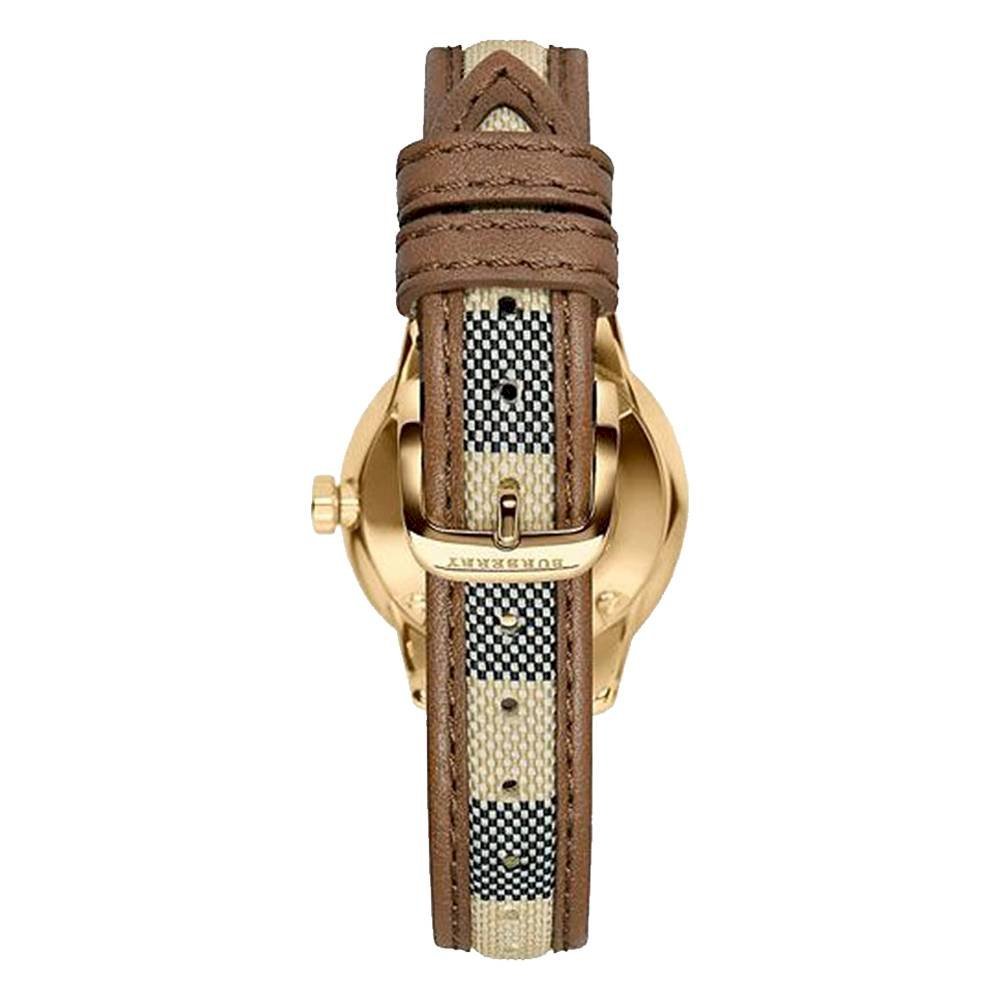 Burberry The Classic Gold Dial Brown Leather Strap Watch for Women - BU10114