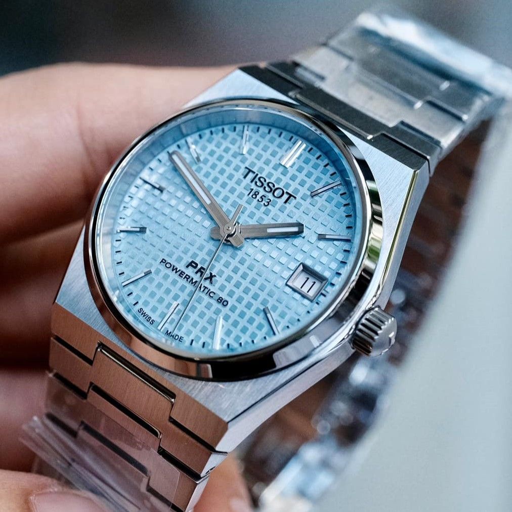 Tissot PRX Powermatic 80 Ice Blue Dial Silver Steel Strap Watch for Men - T137.207.11.351.00