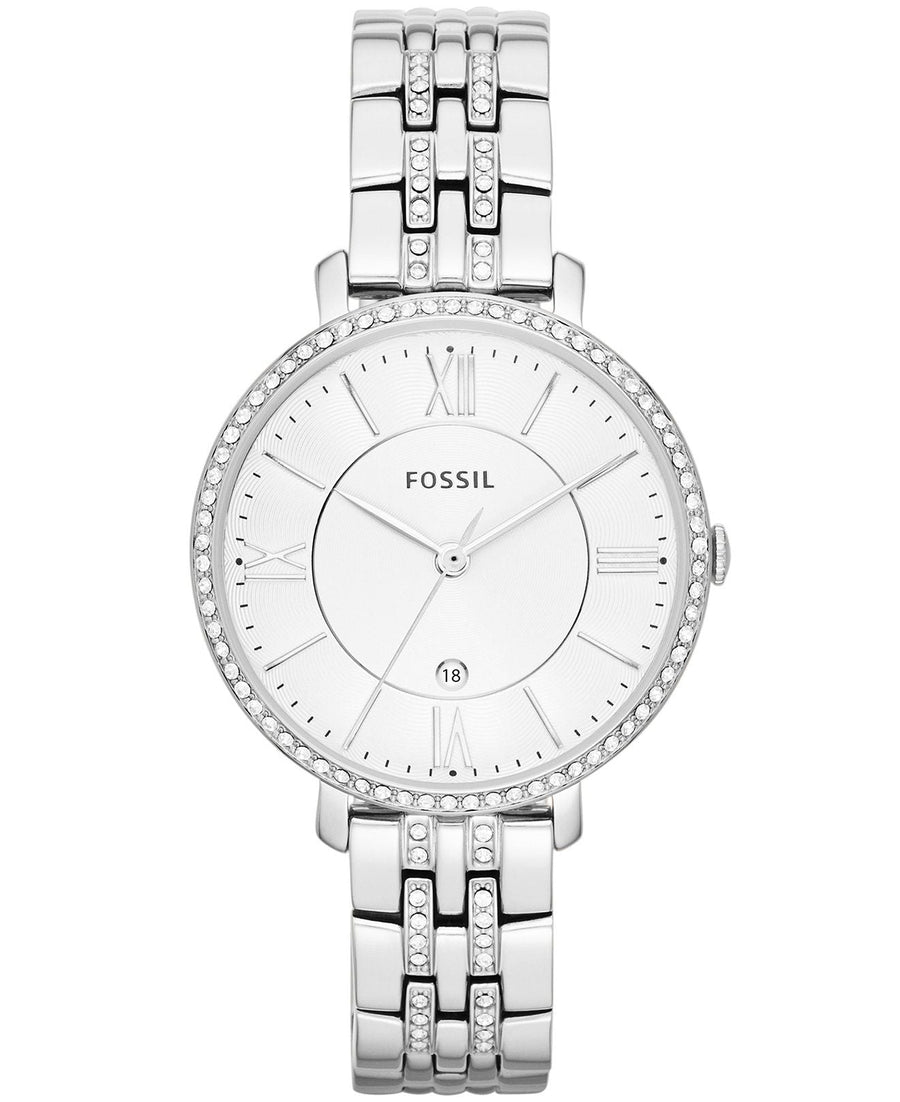 Fossil Jacqueline White Dial Silver Steel Strap Watch for Women - ES3698