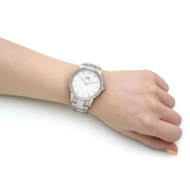 Daniel Wellington Iconic White Dial Silver Steel Strap Watch For Men - DW00100341