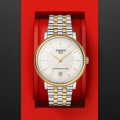 Tissot Carson Premium Powermatic 80 White Dial Two Tone Steel Strap Watch For Men - T122.407.22.031.00