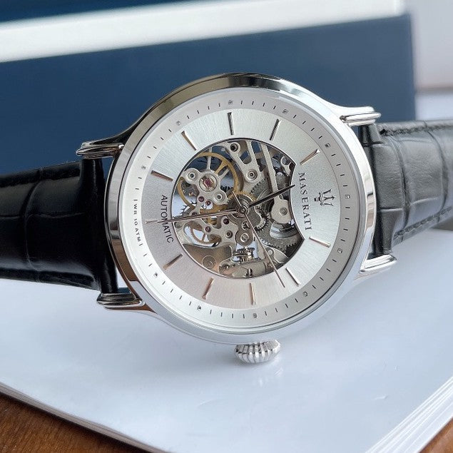 Maserati Epoca Automatic Skeleton Mechanical Silver Dial Watch For Men - R8821118003