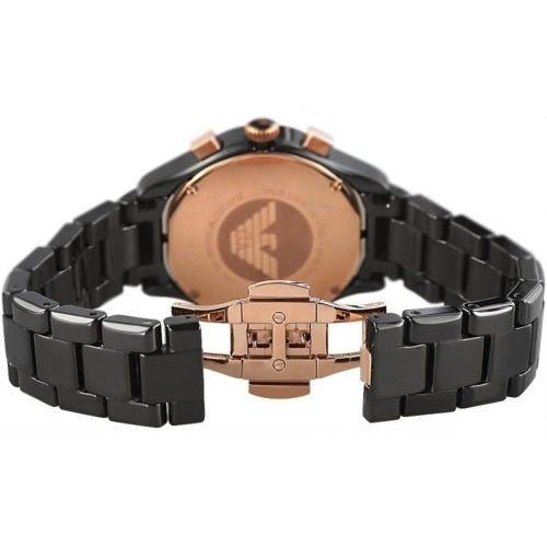 Emporio Armani Chronograph Black Ceramic Stainless Steel Dial Watch For Women - AR1411