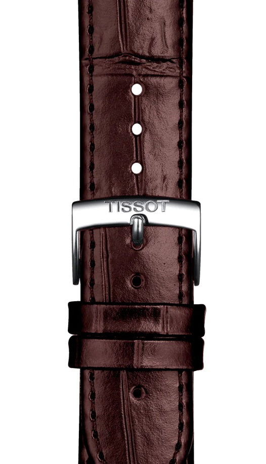 Tissot T-Classic Powermatic 80 Silver Dial Brown Leather Strap Watch For Men - T122.407.16.031.00