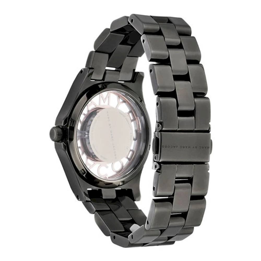Marc Jacobs Henry Skeleton Black Dial Black Steel Strap Watch for Women - MBM3254