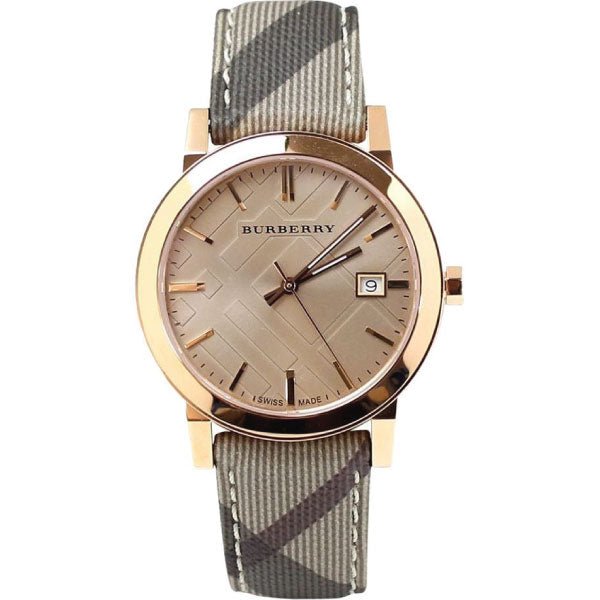 Burberry The City Rose Gold Dial Brown Leather Strap Watch for Women - BU9040