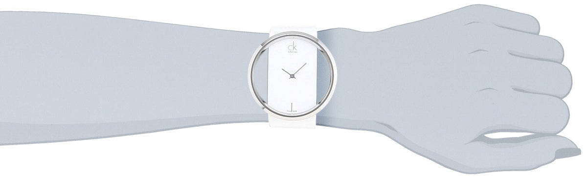 Calvin Klein Glam Transparent Dial White Leather Strap Watch for Women - K9423101
