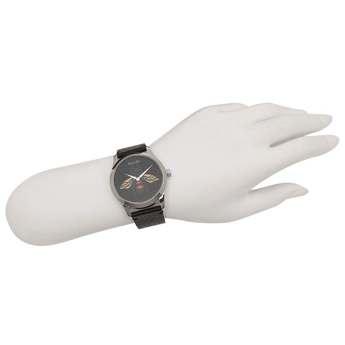 Gucci G Timeless Bee Black Dial Black Leather Strap Watch For Women - YA1264067