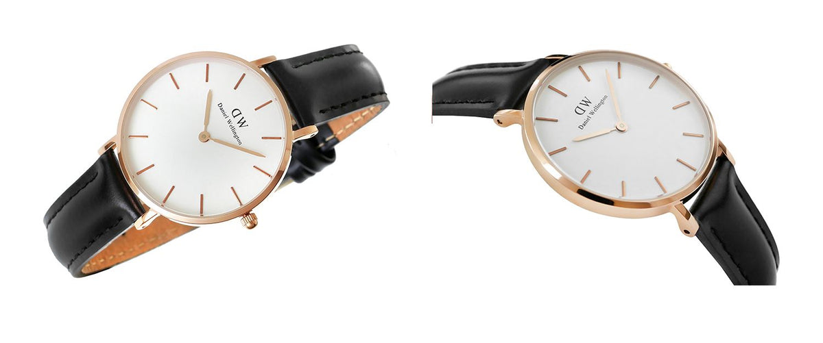 Daniel Wellington Petite Sheffield White Dial Black Leather Strap Watch For Women - DW00100174