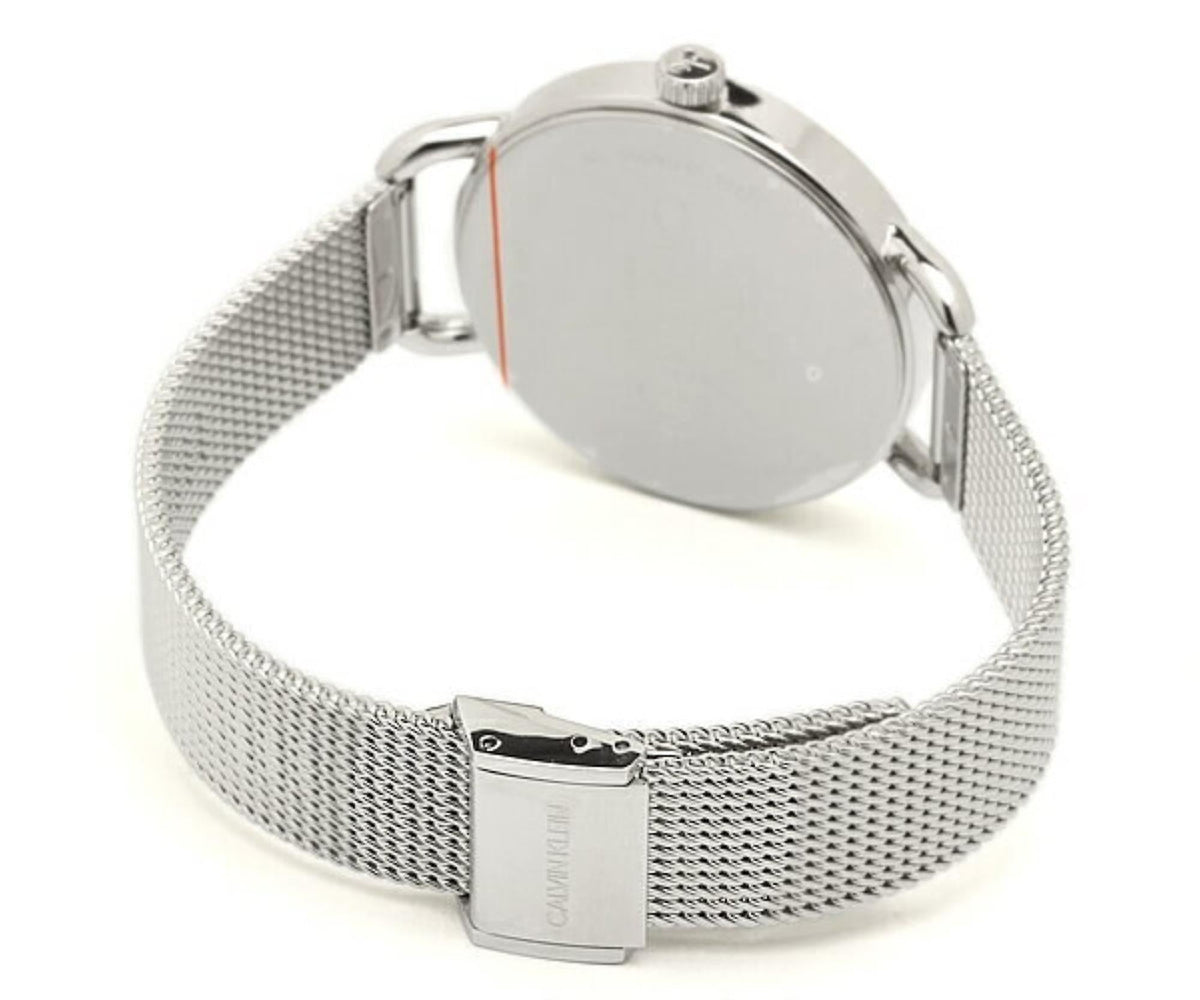 Calvin Klein Even Black Dial Silver Mesh Bracelet Watch for Women - K7B23121