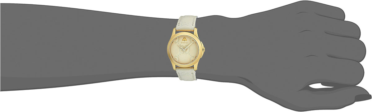 Gucci G Timeless Quartz White Dial White Leather Strap Watch For Women - YA126580A