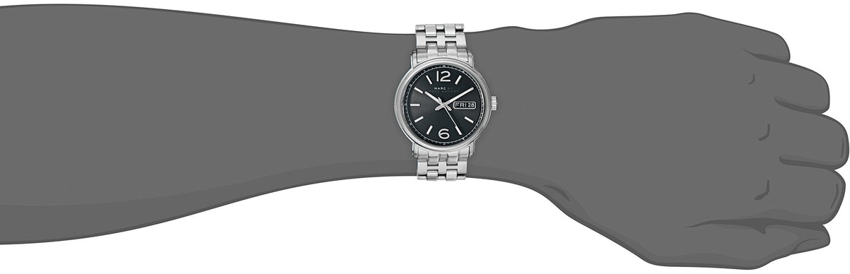 Marc Jacobs Fergus Black Dial Silver Steel Strap Watch for Men - MBM5075