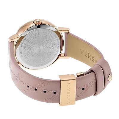 Versace Virtus Quartz Grey Dial Pink Leather Strap Watch for Women - VEHC00319