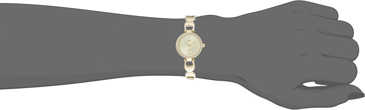 Coach Park Diamonds Gold Dial Gold Steel Strap Watch for Women - 14503171