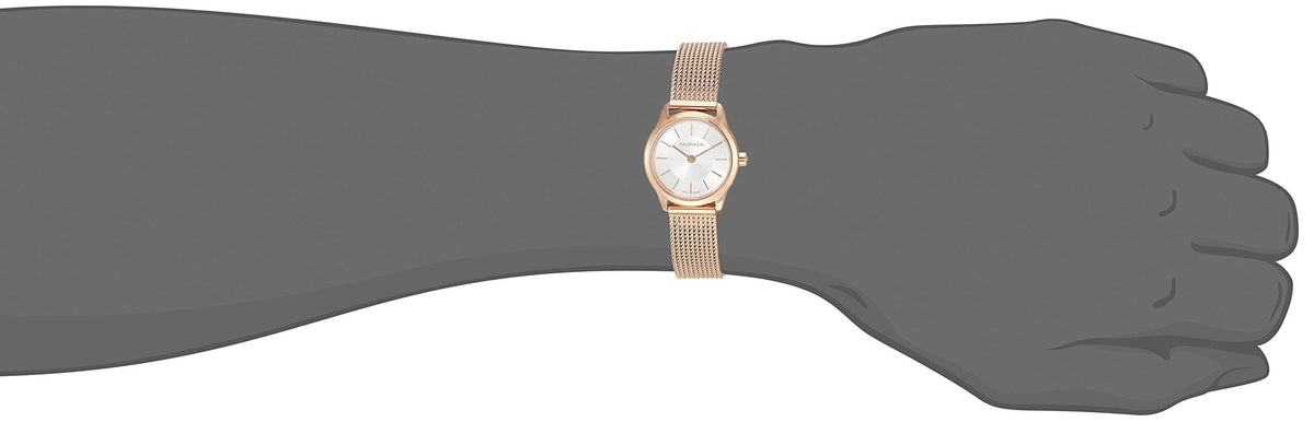 Calvin Klein Minimal White Dial Rose Gold Mesh Bracelet Watch for Women - K3M23626