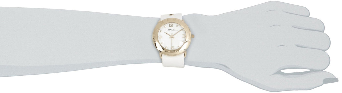 Marc Jacobs Amy White Dial White Leather Strap Watch for Women - MBM1150