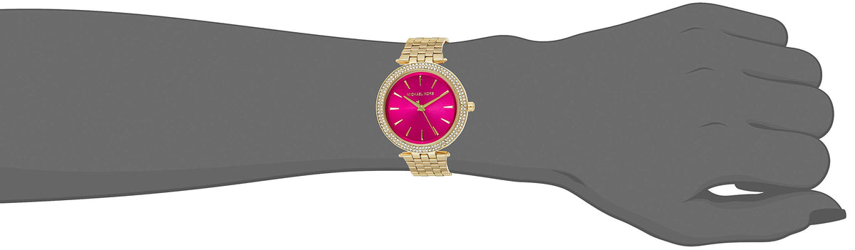 Michael Kors Darci Pink Dial Gold Steel Strap Watch for Women - MK3444